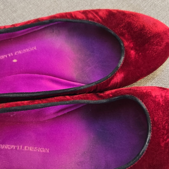 Giuseppe Zanotti Red Velvet Ballet Flats - Picture 4 of 16